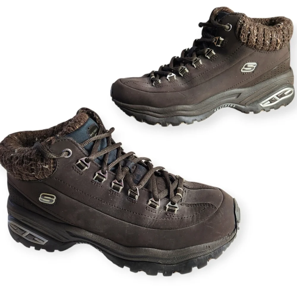 Skechers Winter Warm Sport Athletic Brown Leather Mid Top Sneakers 11768 Sz. 8